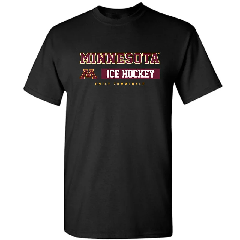 Minnesota - NCAA Women's Ice Hockey : Emily Zumwinkle - Classic Fashion Shersey T-Shirt-- Rayon Velvet Corduroy Minnesota - NCAA Women's Ice Hockey : Emily Zumwinkle - Classic Fashion Shersey T-Shirt-- Rayon Velvet Corduroy
