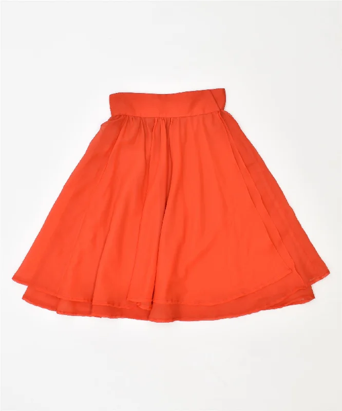 VINTAGE Womens Wrap A-Line Skirt IT 44 Medium W25 Orange Polyester leather skirt bold VINTAGE Womens Wrap A-Line Skirt IT 44 Medium W25 Orange Polyester leather skirt bold