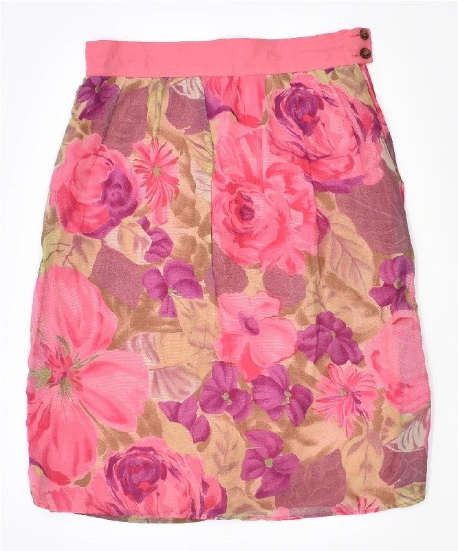 I BLUES Womens Straight Skirt IT 44 Medium W29 Pink Floral Viscose Vintage velvet skirt luxurious I BLUES Womens Straight Skirt IT 44 Medium W29 Pink Floral Viscose Vintage velvet skirt luxurious