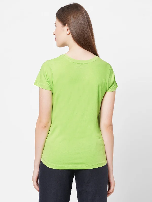 Womens Cotton Lime Regular Fit Tshirt