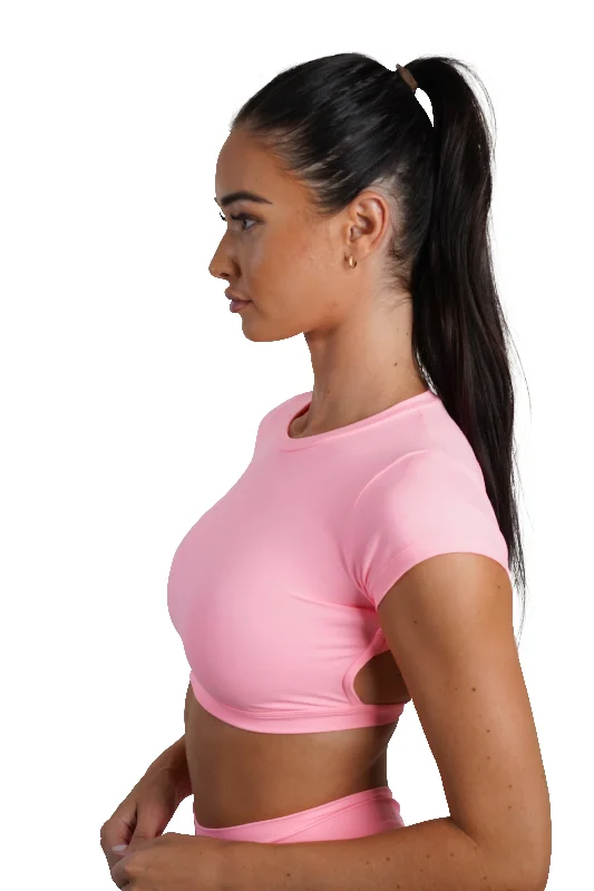 OPEN BACK CROP TEE - CORAL