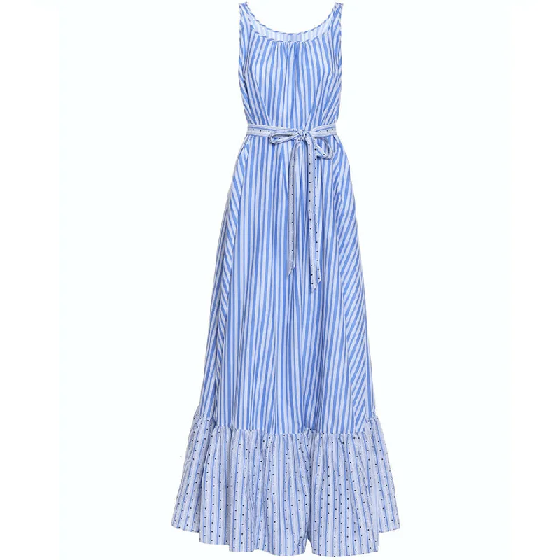 BLUE WHITE STRIPED MAXI DRESS 