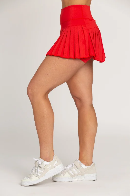 Candy Red Pleated Tennis Skirt