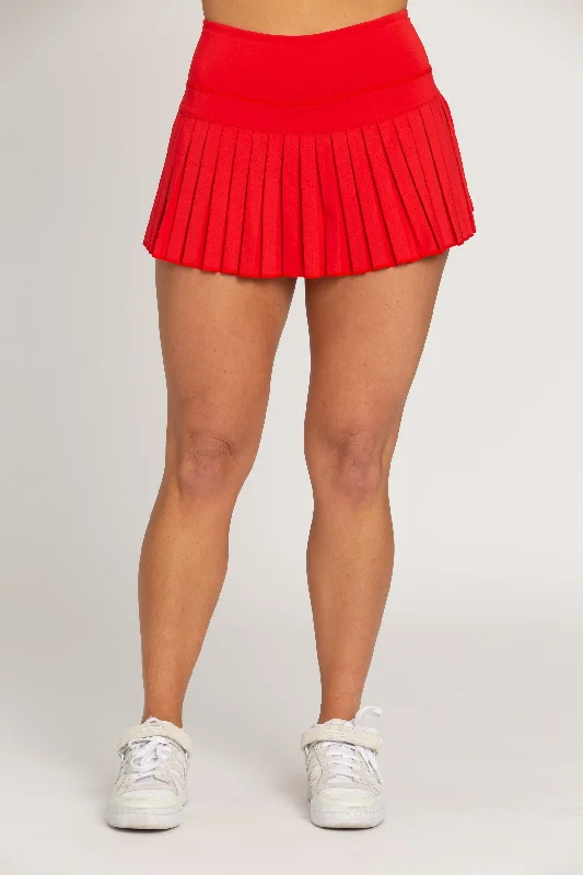 Candy Red Pleated Tennis Skirt