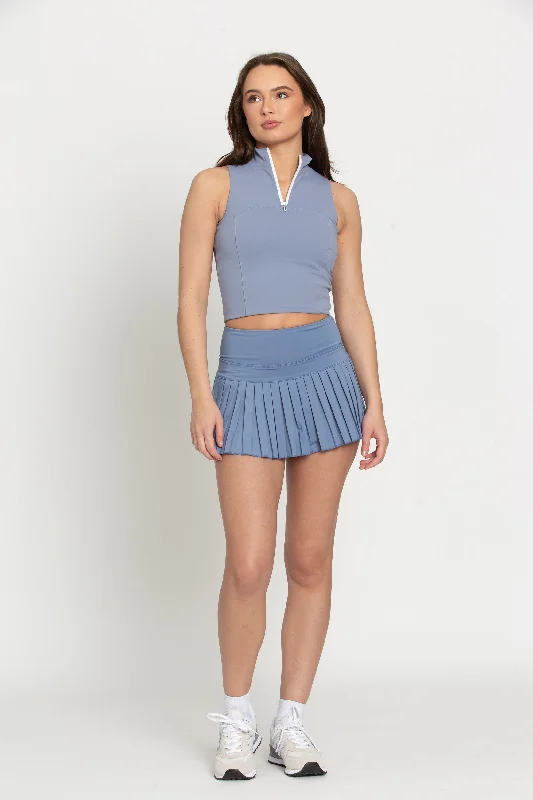 Dusty Blue Pleated Tennis Skirt