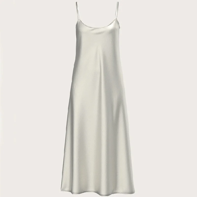 SATIN SILK SLIP DRESS IN WHITE