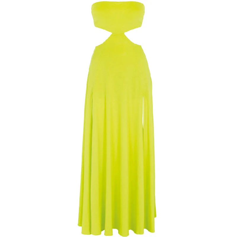 NEON YELLOW MAXI BANDEAU DRESS 