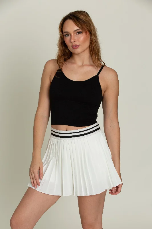 Ivory Striped Tennis Skirt