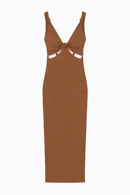 Nanushka Saar Knitted Tank Dress - Caramel