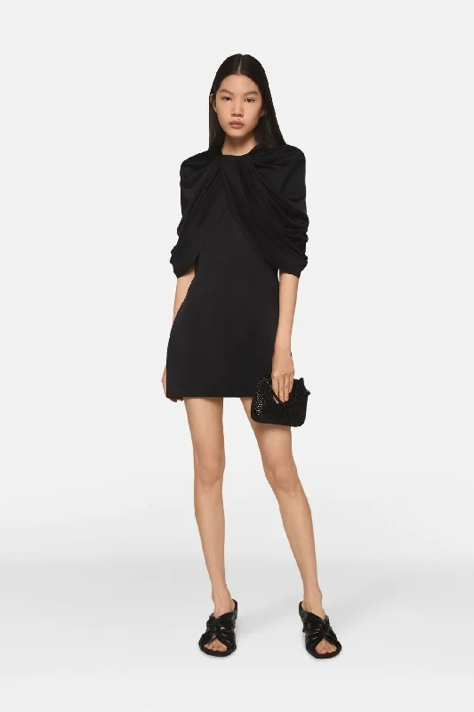 Stella McCartney Draped Satin Mini Dress - Black