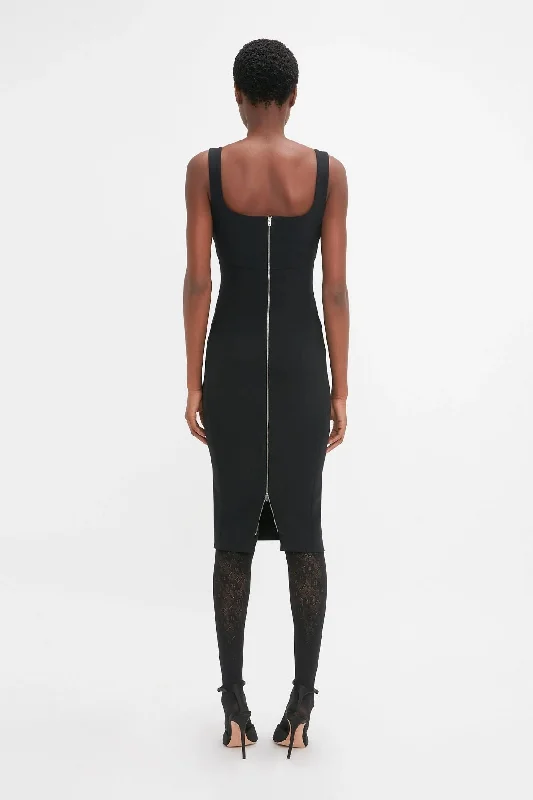 Victoria Beckham Sleeveless Fitted T-Shirt Dress - Black