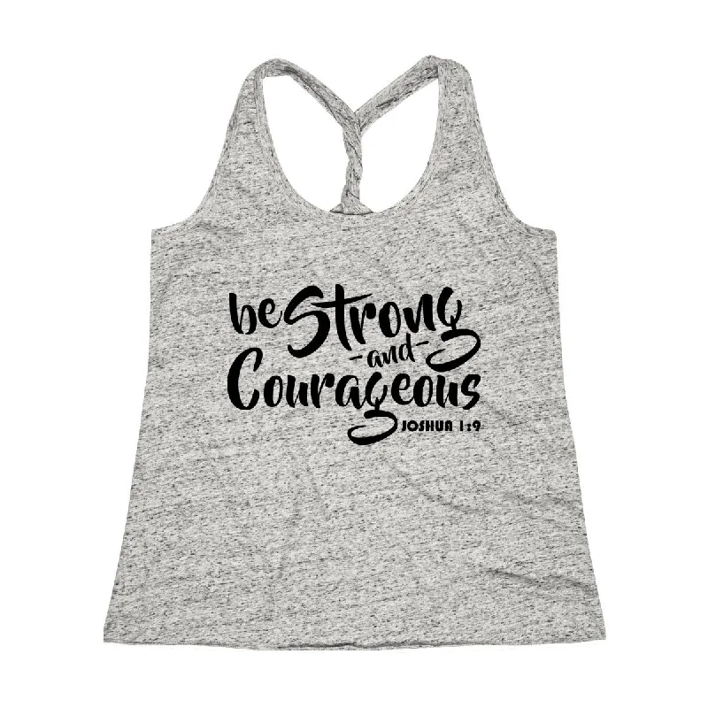 Be Strong & Courageous Joshua 1:9 Bible Verse Workout Twist Back Tank Top