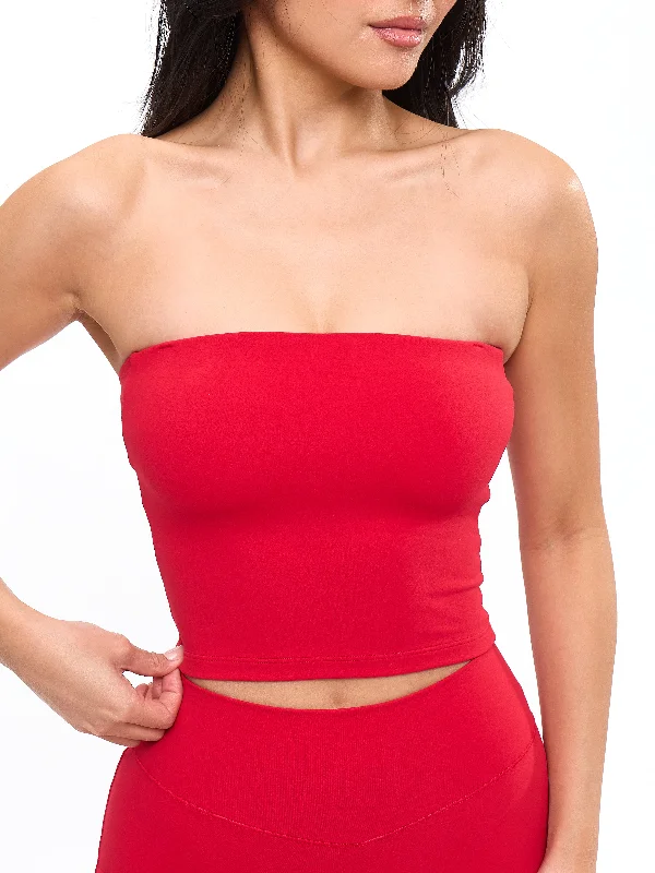 Butter Bandeau Crop - Lipstick Red