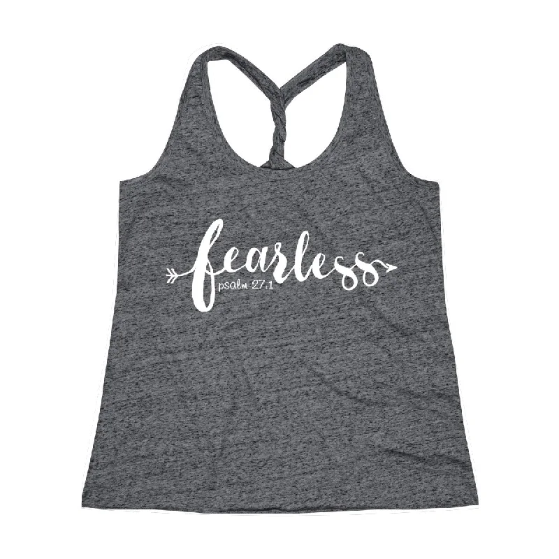 Fearless Psalm 27:1 Bible Verse Women's Workout Twist Back Tank Top