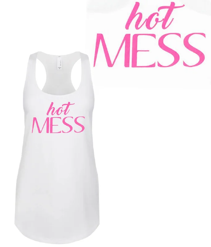 Hot Mess - White Next Level Women's Racerback Tank Top