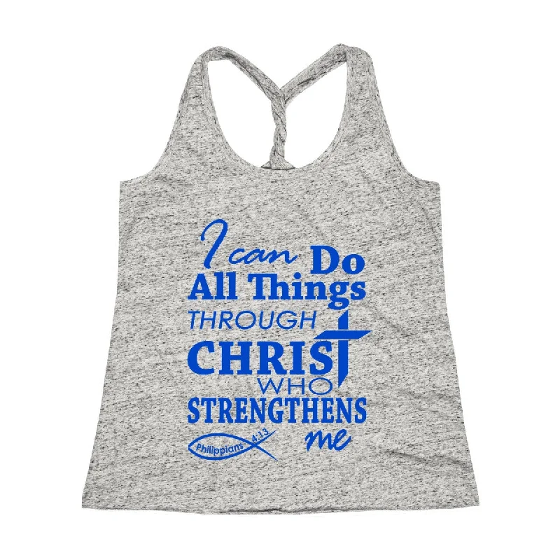 I Can Do All Things Through Christ Bible Verse Workout Twist Back Tank Top