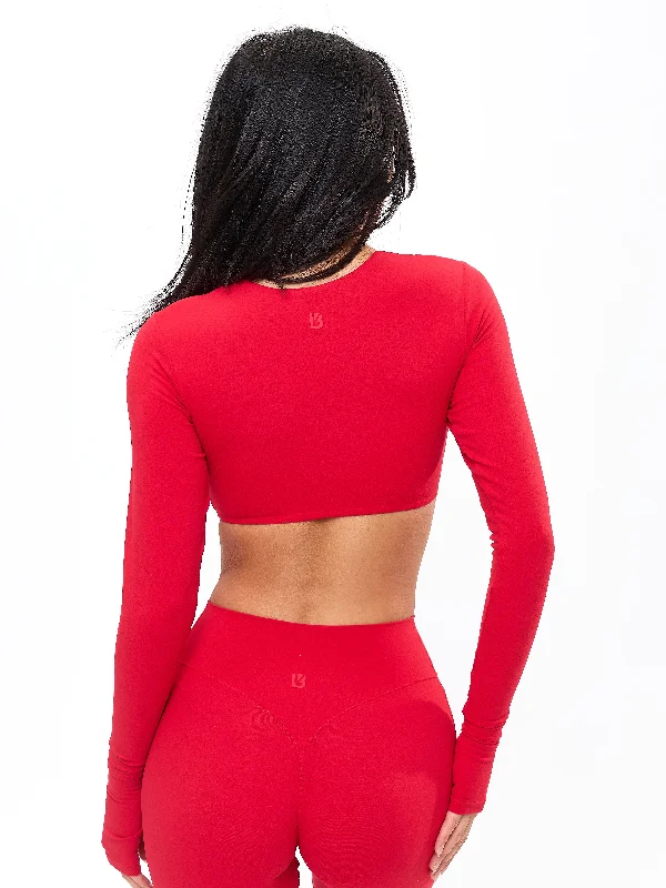 Long Sleeve Curve Crop - Lipstick Red