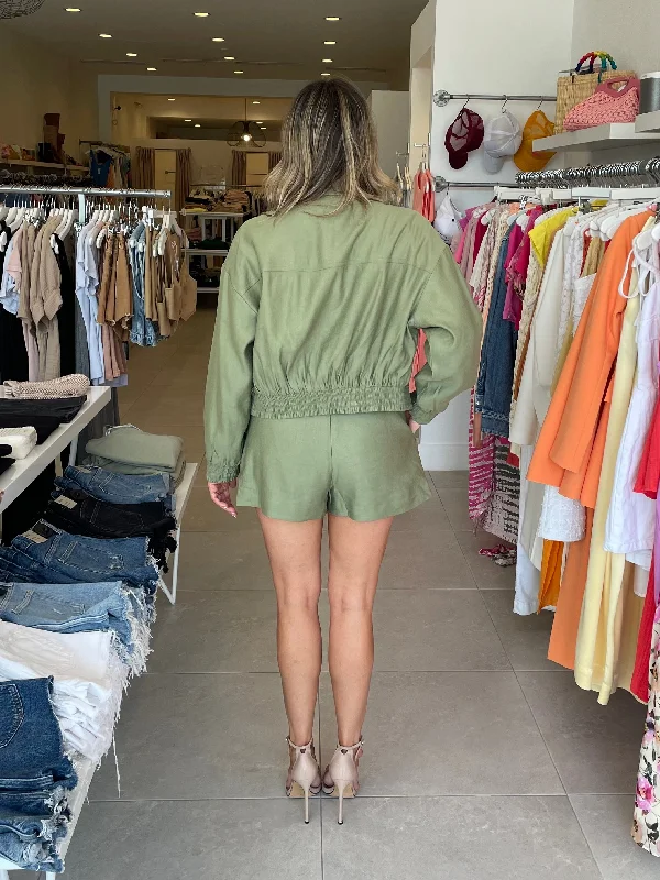 Farrah Linen Bomber