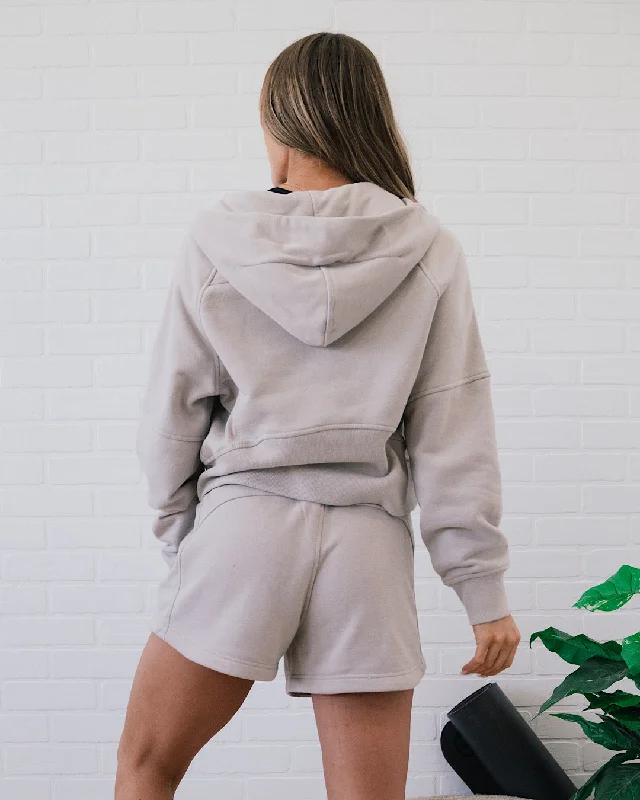 Rae Mode Half Zip Hoodie - Light Taupe