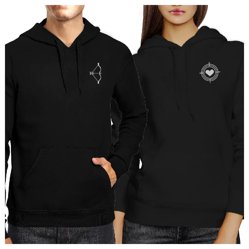 Bow And Arrow To Heart Target Matching Couple Black Hoodie