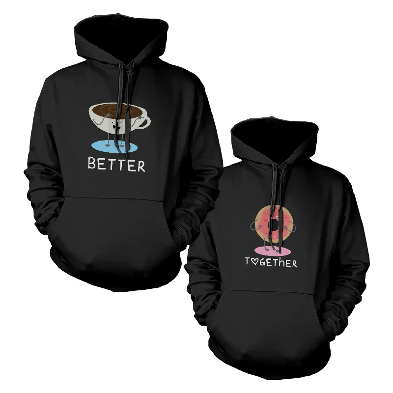 Coffee And Donut Couple Matching Hoodies Cute Hooded Sweatshirts