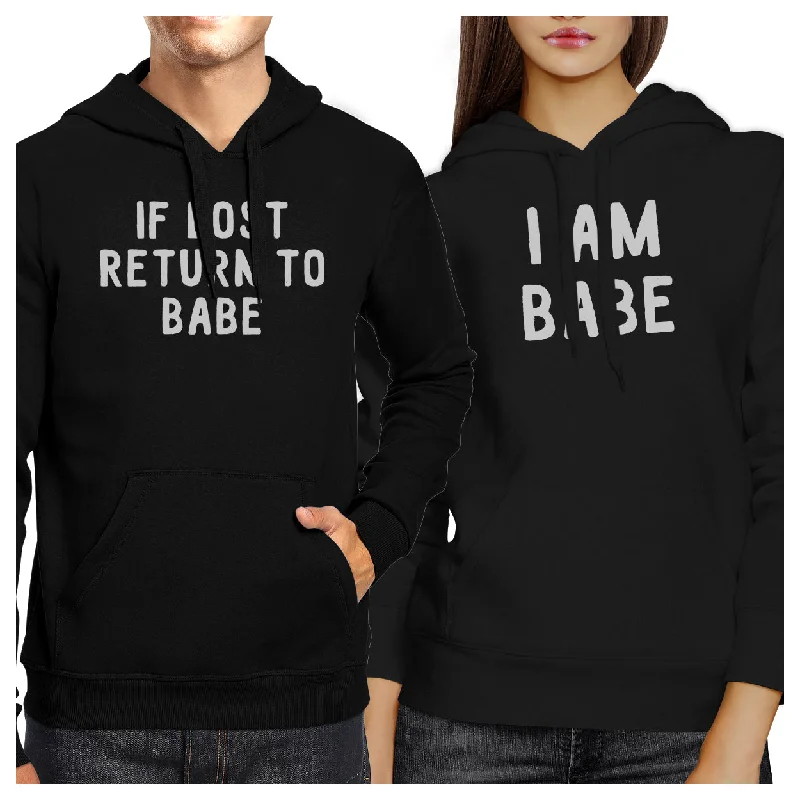 If Lost Return To Babe And I Am Babe Matching Couple Black Hoodie