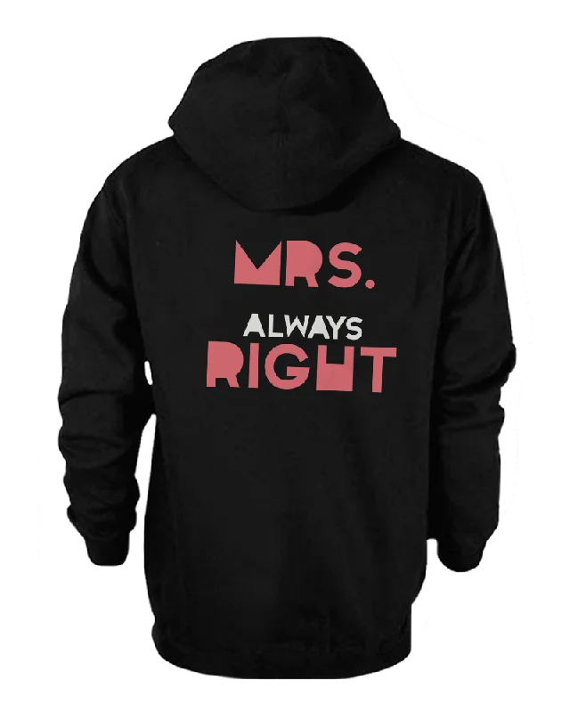 His and Her Matching Outfit Mr Right and Mrs Always Right Couple Hoodies