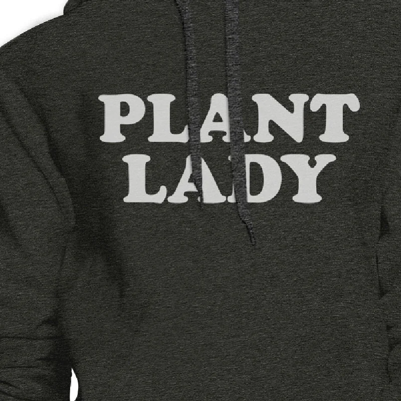 Plant Lady Unisex Dark Grey Hoodie Simple Letter Printed Fleece