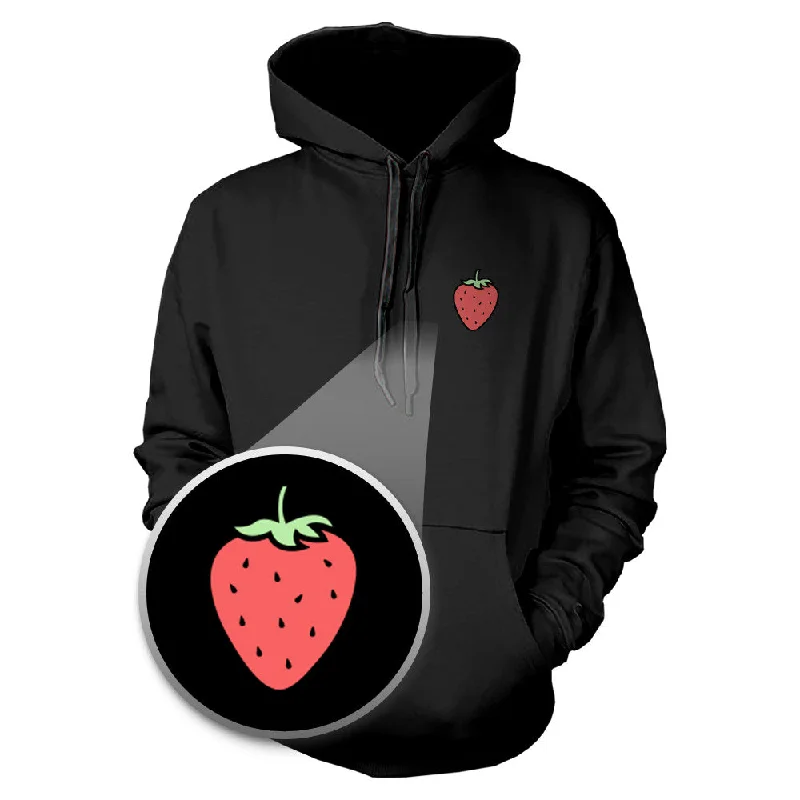 Strawberry Hoodie Pocket Print Hooded Sweatshirt Graphic Sweater