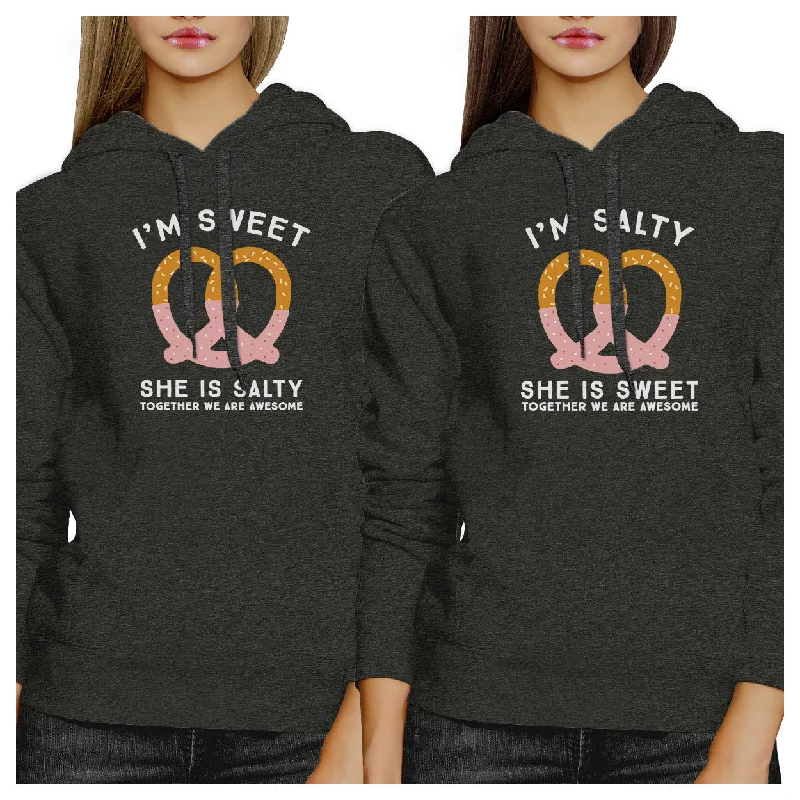 Sweet And Salty BFF Matching Dark Grey Hoodies