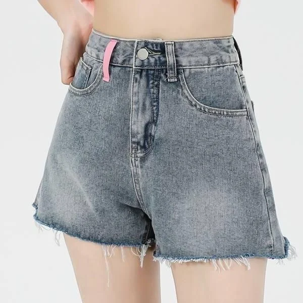 Casual High Waist Embroidery Denim Shorts for Women