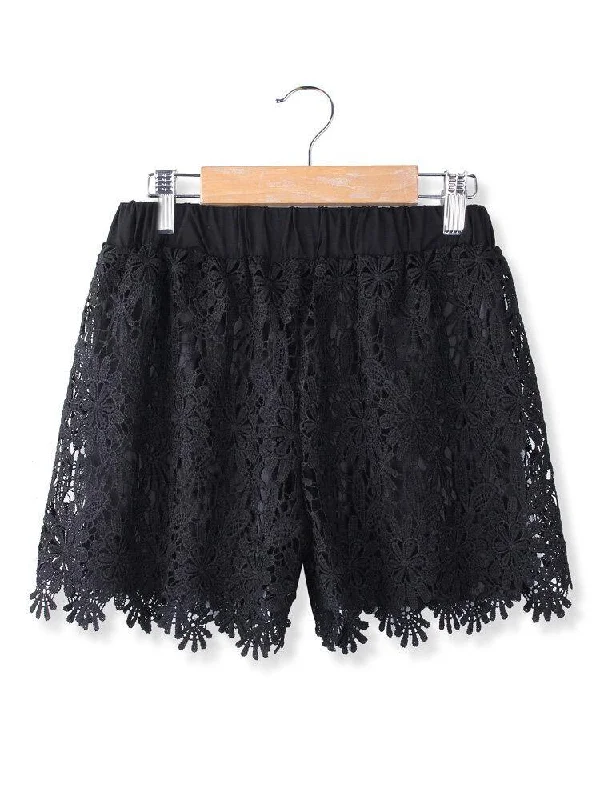 Fashion Women Casual Sweet Cute Elastic Waist Lace Shorts Short Pants