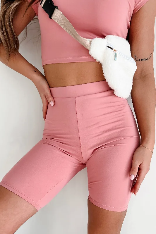 Hustle For The Muscle High Waist Biker Shorts (Rose)