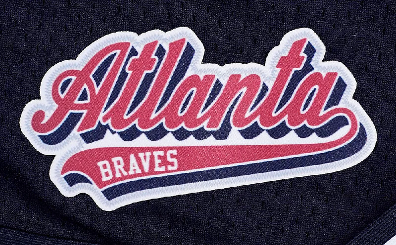 MLB ATLANTA BRAVES SCRIPT TAIL WOMEN'S MESH TAPE SHORT (MIDNIGHT NAVY)