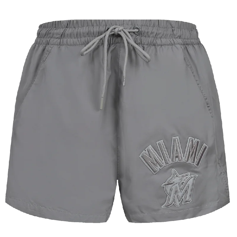 MLB MIAMI MARLINS TRIPLE TONAL WOMEN'S WOVEN SHORT (GRAY)