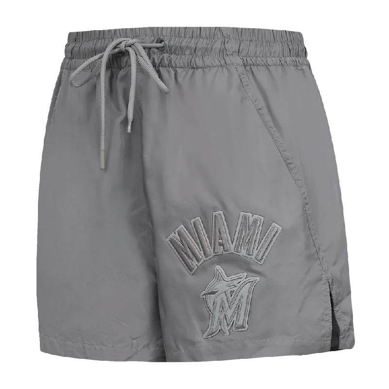 MLB MIAMI MARLINS TRIPLE TONAL WOMEN'S WOVEN SHORT (GRAY)