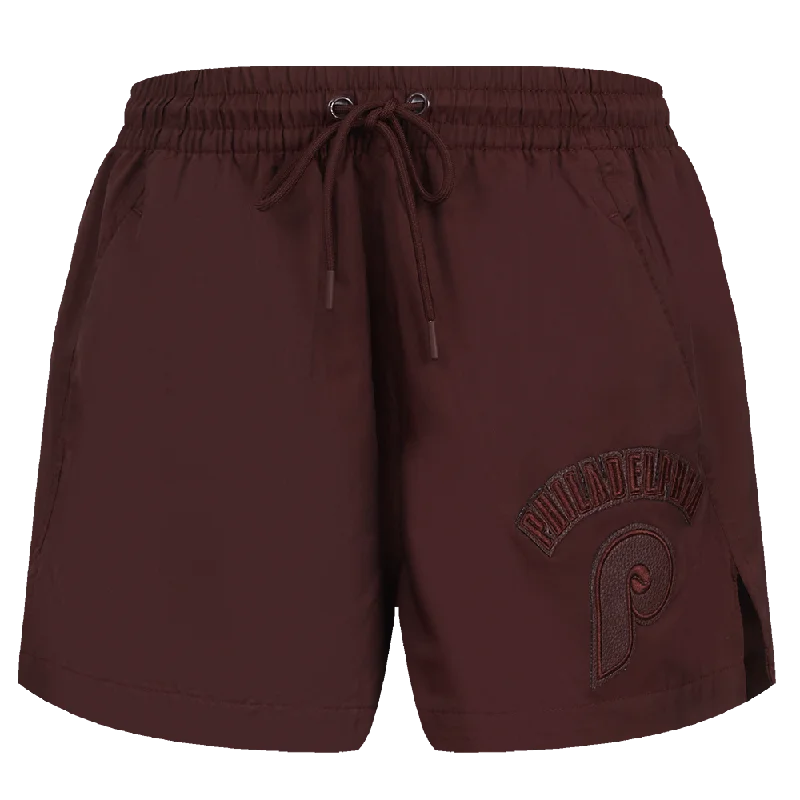 MLB PHILADELPHIA PHILLIES TRIPLE TONAL WOMEN'S WOVEN SHORT (WINE)