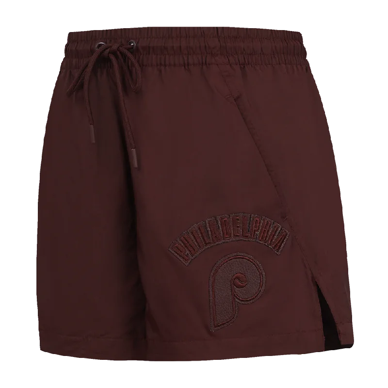 MLB PHILADELPHIA PHILLIES TRIPLE TONAL WOMEN'S WOVEN SHORT (WINE)