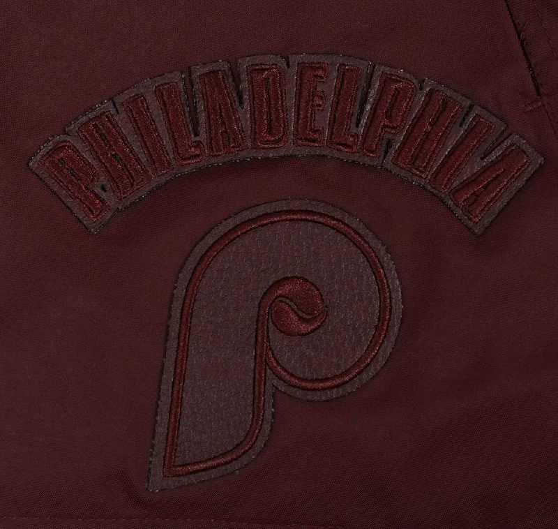 MLB PHILADELPHIA PHILLIES TRIPLE TONAL WOMEN'S WOVEN SHORT (WINE)