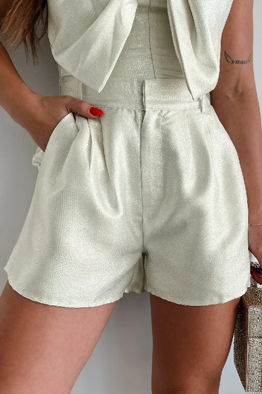 Made To Shine Glittered Shorts (Cream)