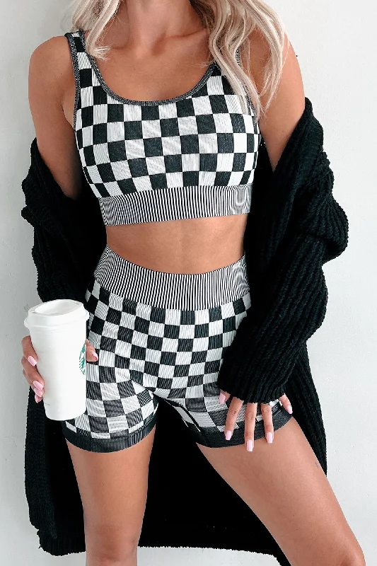 Unlocked Potential Checkered Two-Piece Shorts Set (Black)