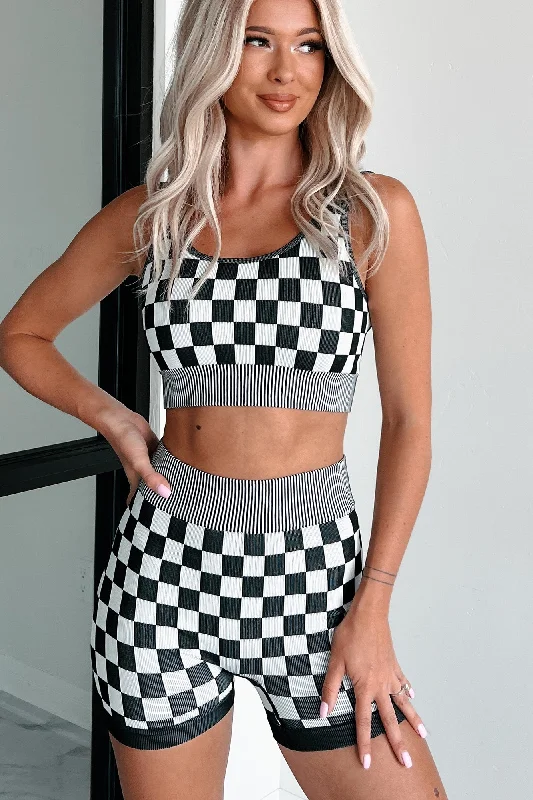 Unlocked Potential Checkered Two-Piece Shorts Set (Black)