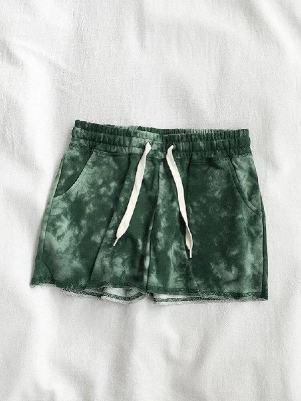 Women Tie-dye Print Home Sports Casual Shorts